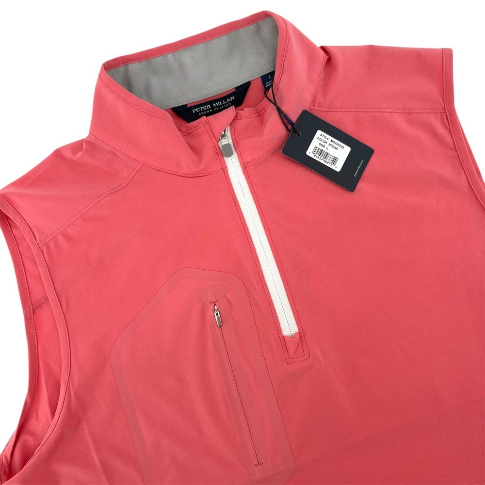 Peter Millar Crown Crafted Performance Flex Adapt Half-Zip Pullover‎ Vest RPearl
